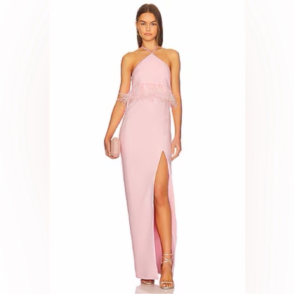 Likely Dress Kimbella Maxi Gown Halter in Rose Shadow Pink Likely Dress Kimbella Maxi Gown Halter in Rose Shadow Pink